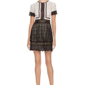 Aqua color block lace dress